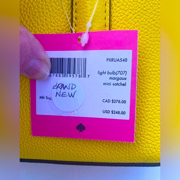 Kate Spade Mini Margaux Pebbled Leather Yellow Satchel NWT IN ORIGINAL WRAPPING! - Picture 14 of 14